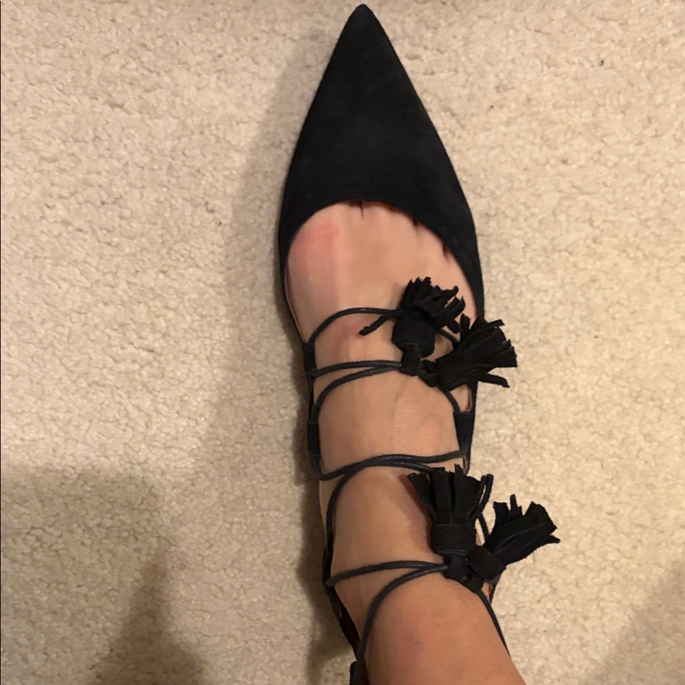 Topshop Black Tassel Flats